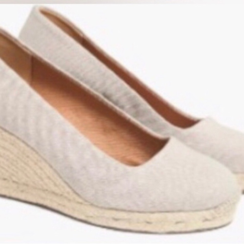 J. Crew Factory Beige Espadrille Wedge Shoes - Picture 2 of 8